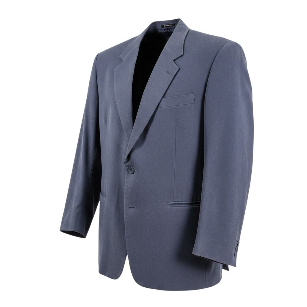 Officer Gentleman Mens L Slate Blue 100% Silk Blazer Sport Coat Two Button